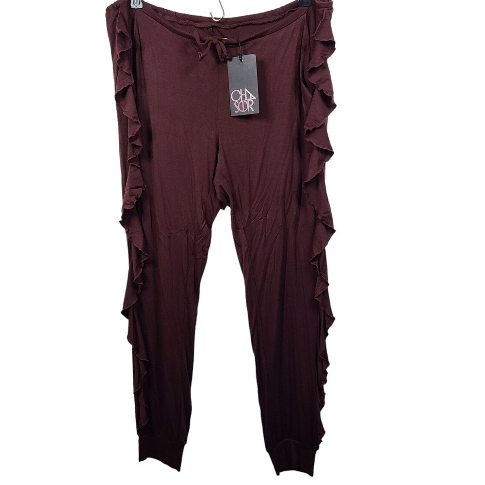 NWT Chaser Red Ruffle Drawstring Pant Womens Medium